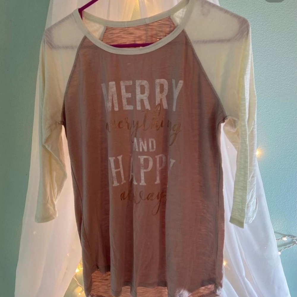 Light Pink Long-Sleeve Christmas Tee Maurices